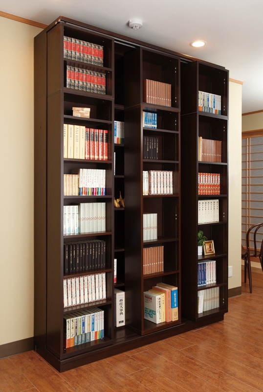 スライド書棚 書架 スライド 本棚 日本製 幅168 高さ237cm オープン4列