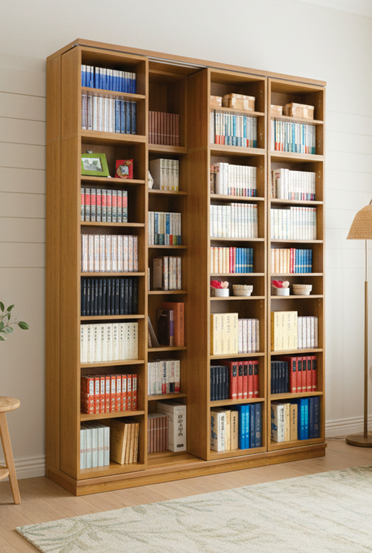 スライド書棚 書架 スライド 本棚 日本製 幅168 高さ237cm オープン4列