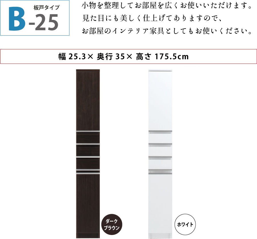 隙間収納 洗面所 キッチン すき間収納 スペースボード 引出タイプ 25B 幅25cm ３色対応_2