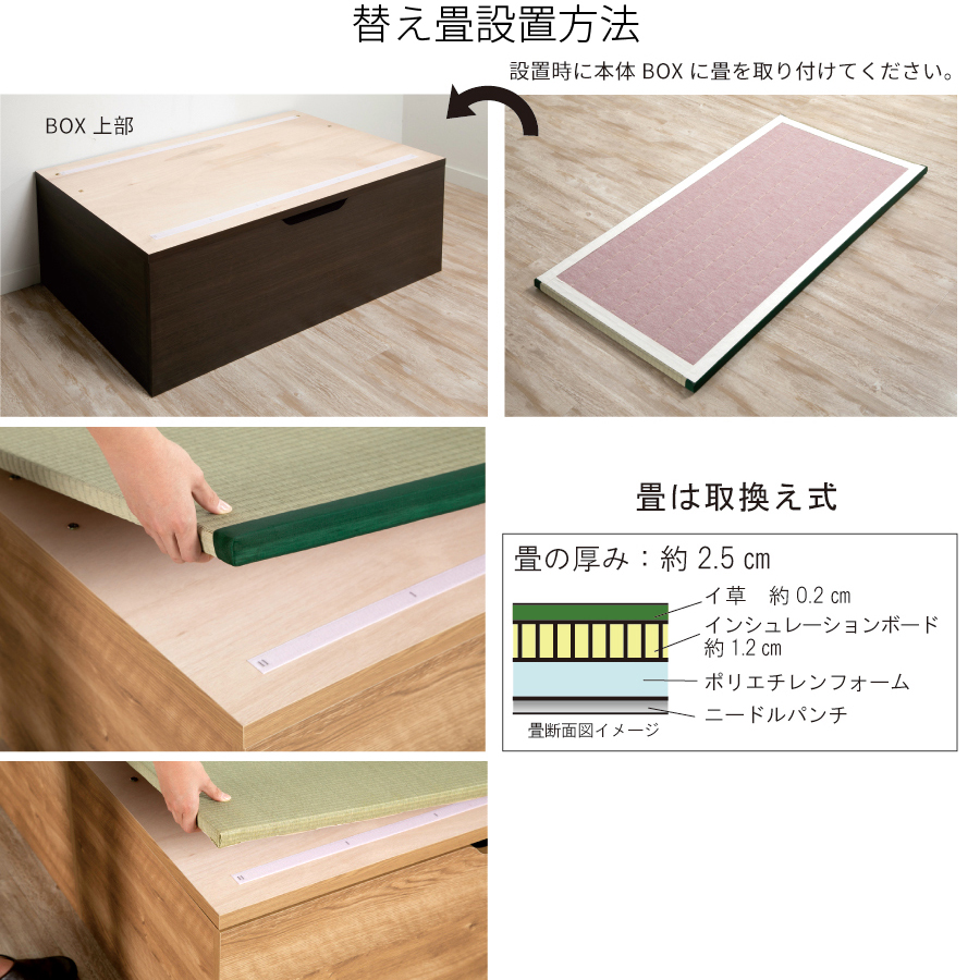 跳ね上げ式ユニット畳専用替え畳　ヘリなし　ミニ　単品　国産　高床式　国産畳　畳　1畳　交換用　日本製　跳ね上げ式