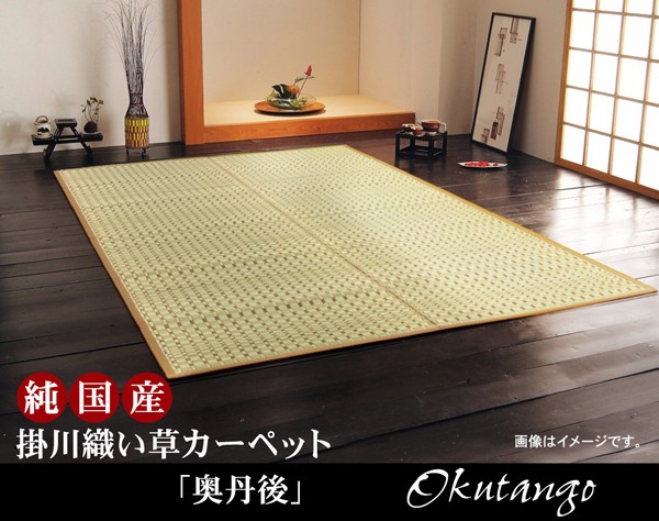 モダン い草 ラグマット/絨毯 〔江戸間6畳 約261×352cm 長方形〕 日本