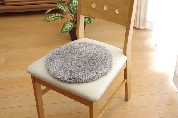チェアパッド クッション 洗える シャギー 円形 オレンジ 約35cm丸〔代引不可〕 :ds-1944996:家具真 通販  