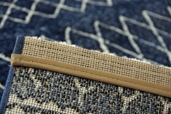 トルコ製 ラグマット/絨毯 〔ネイビー 約200×250cm〕 長方形 抗菌・消 