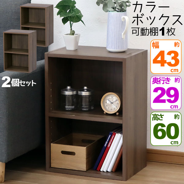 2個セット カラーボックス2段 横置きA4ファイル対応 縦置きB5ファイル