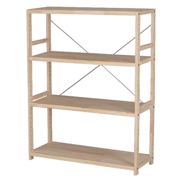 ウッドラック 4段 幅82cm 奥行30cm 高さ105cm スリムラック 木製 天然