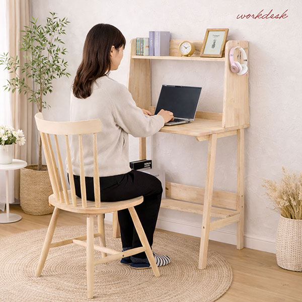関東限定❣️美品　ウニコ　パソコンデスク　PCデスク　オフィスデスク　ウッドラック デスク パソコンデスク 94×50 ラック付き 収納付き 天然木