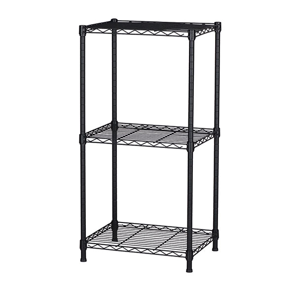 ERECTA スチールラック ブラック 3段　45×45 スチールラック 3段 幅45cm 奥行35cm 高さ90cm ブラック 黒 キッチン
