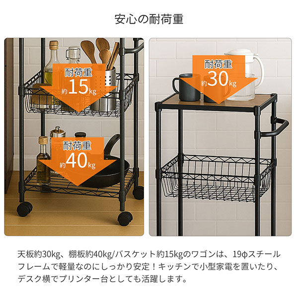 【新品未使用】キッチンワゴン ブラック :幅43×奥行29.5×高さ105cm 新品未使用】キッチンワゴン ブラック :幅43×奥行29.5×高さ105cm