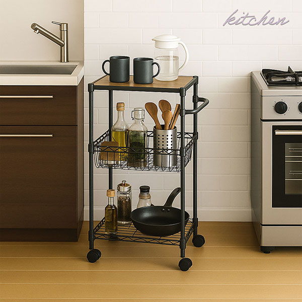 キッチンワゴン 3段 幅55cm 奥行35cm 高さ81cm スリム キッチンラック