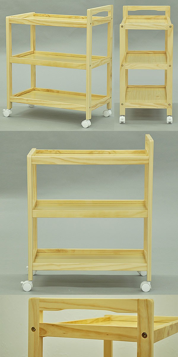 木製キッチンワゴン 幅58cm 奥行き34cm 高さ71cm キャスター付きワゴン