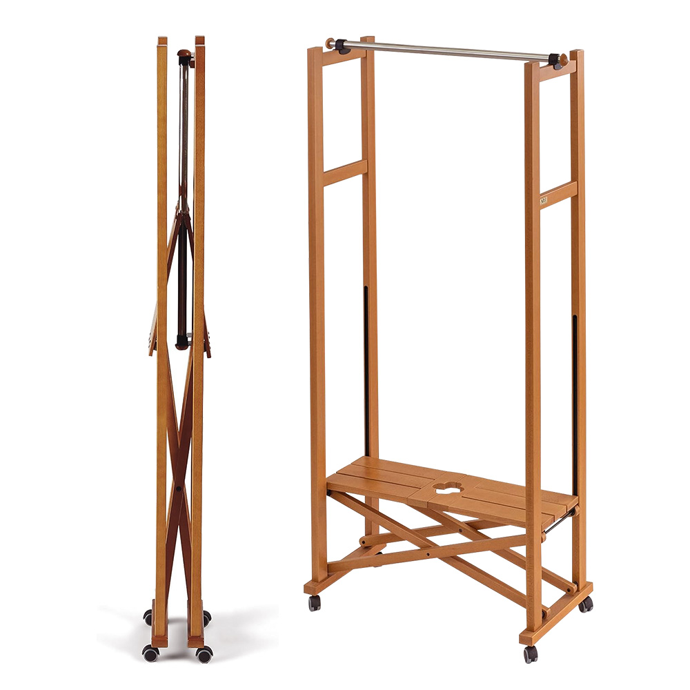 ARIT 組立不要 折り畳みハンガーラック キャスター付き 木製 スリム 省