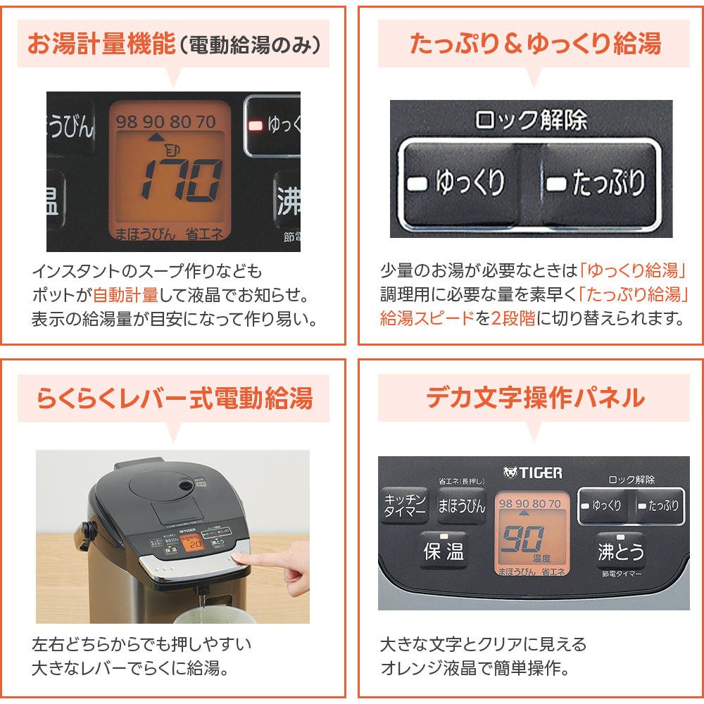 タイガー魔法瓶 TIGER 蒸気レスVE電気まほうびん PIG-H300 3L レバー式