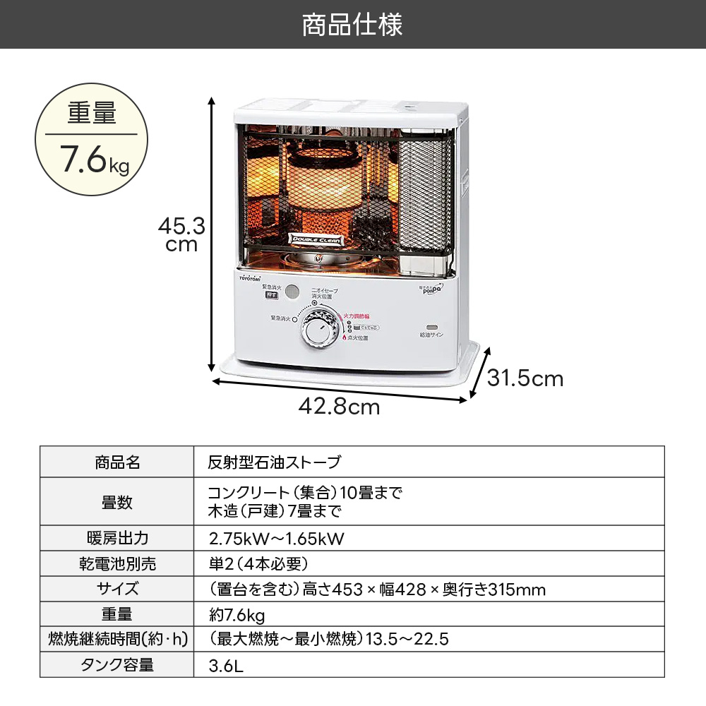 24年製　ダブルクリーン石油ストーブ　TOYOTOMI　RC-S2824 反射板 RC-S2824 | 暖房製品 | トヨトミ-TOYOTOMI 公式サイト