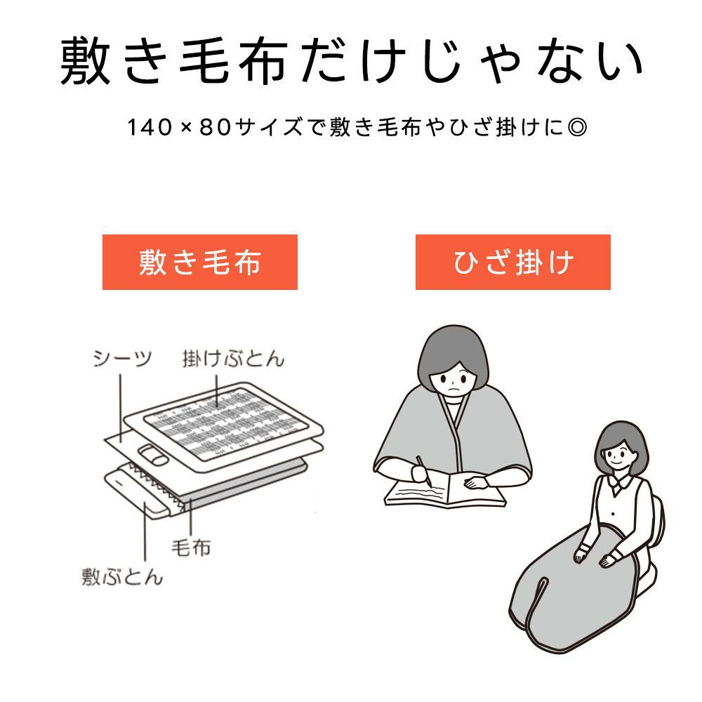 電気毛布 敷き 洗える 140x80cm 温室センサー付き EMS-560M 省エネ 50w