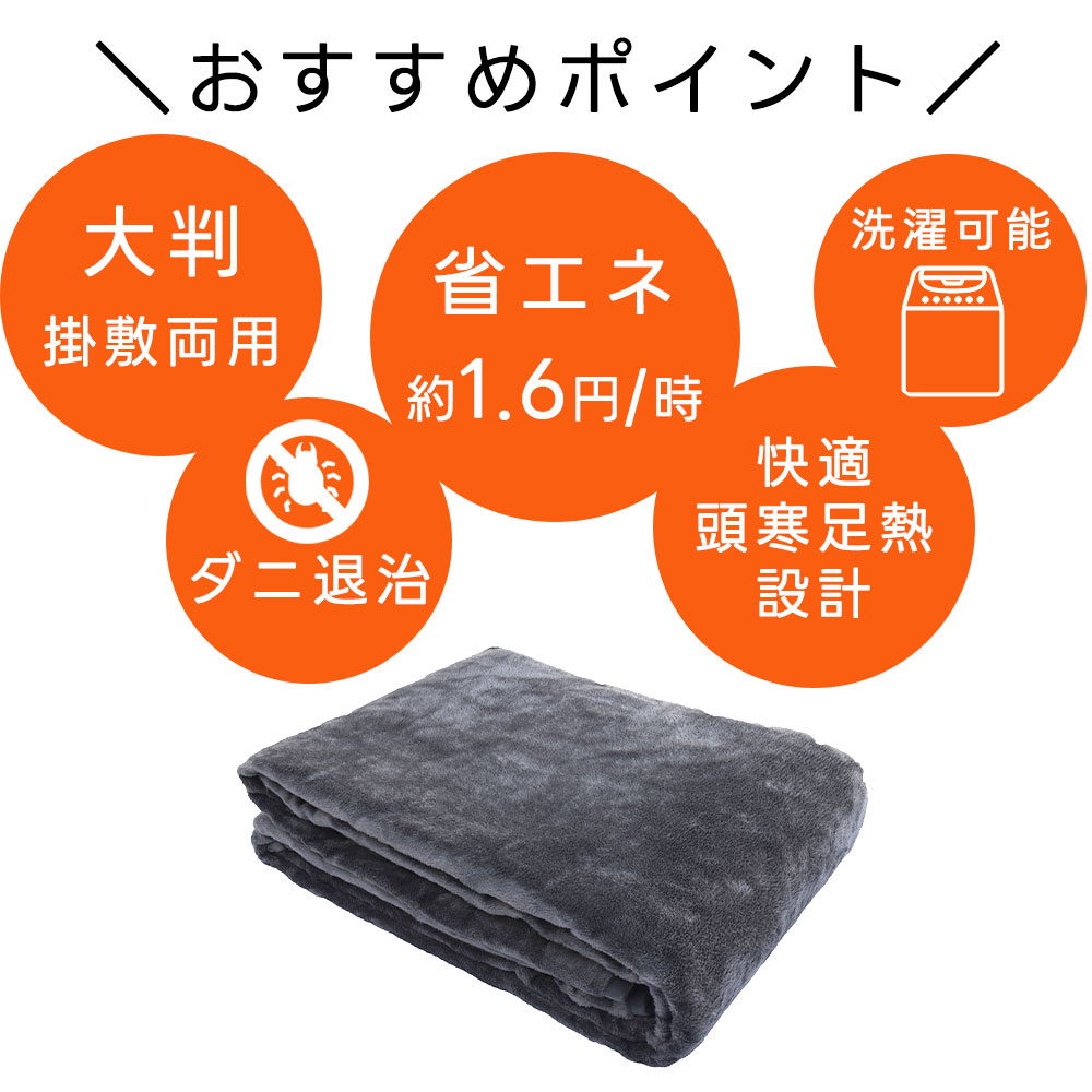 毛布 電気毛布 掛け敷き 洗える 190x130cm フランネル素材 EM-741F