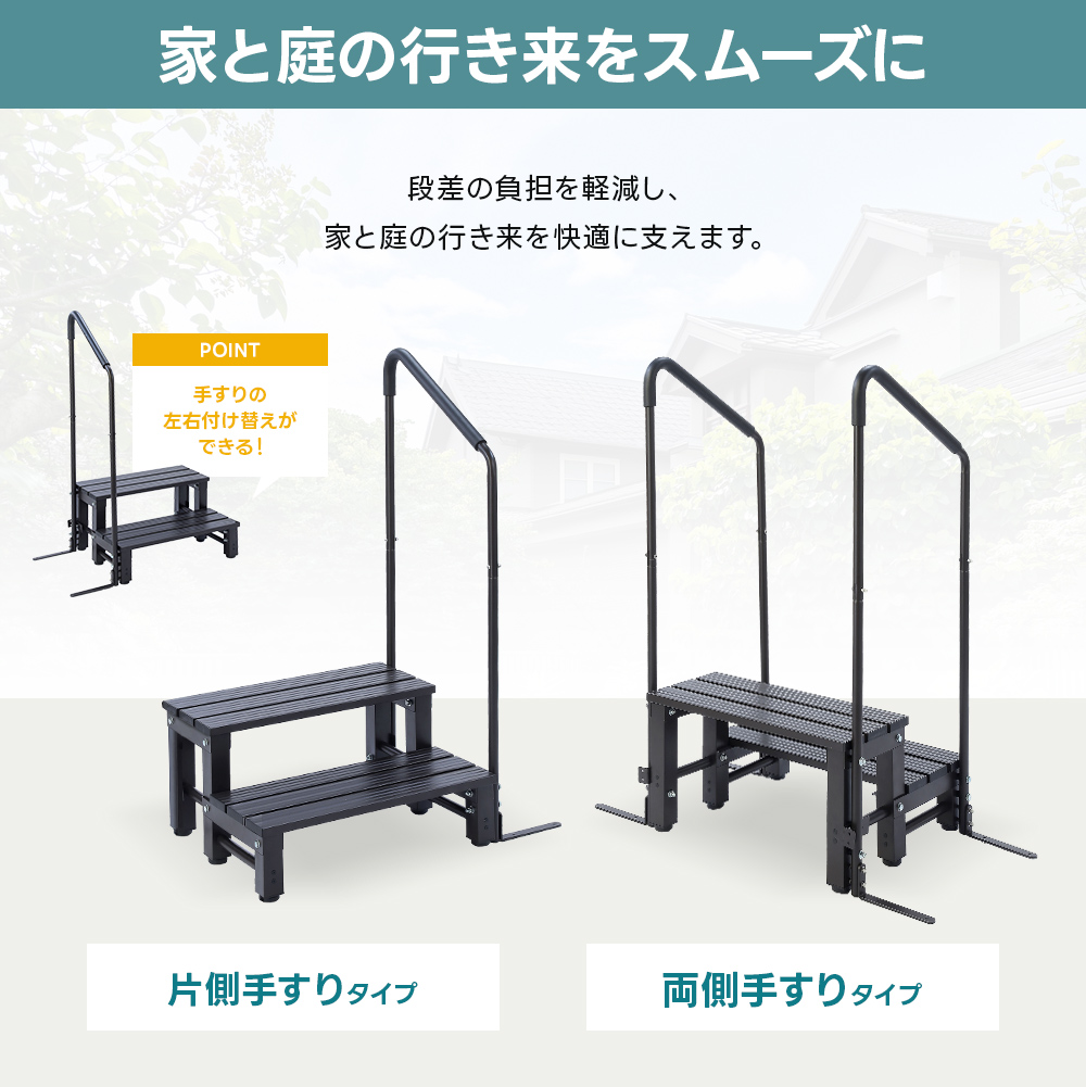 ステップ 2段 手すり付き段差ステップ 屋外 ...の詳細画像1