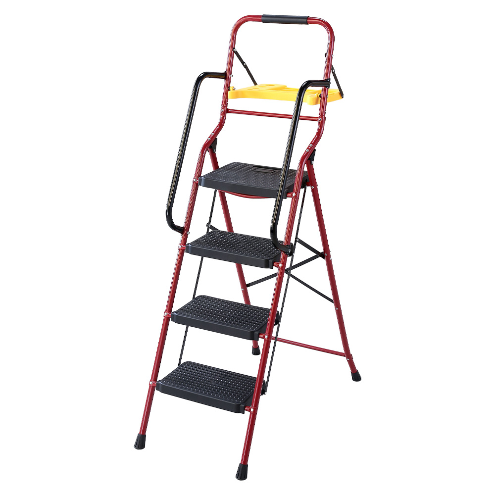 脚立 折りたたみ 4段 トレー付 両側手すり付き 踏み台 ステップ高さ