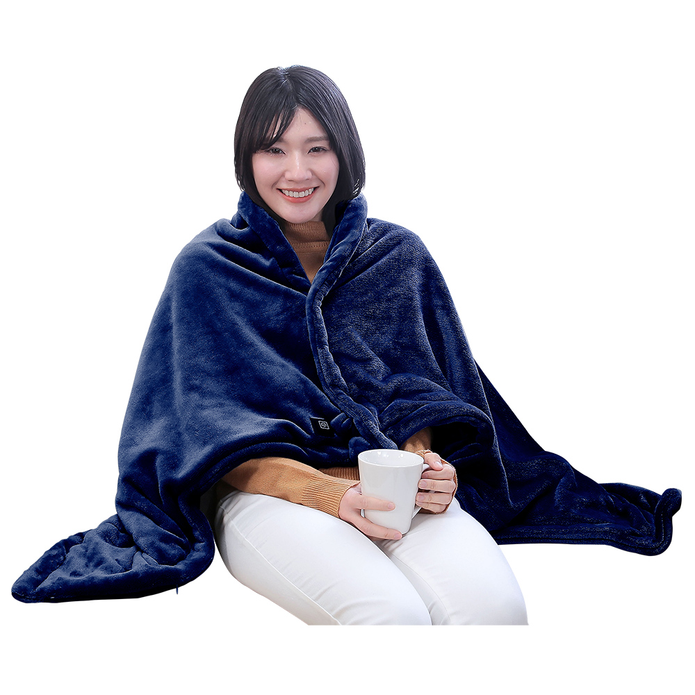⭐️毛布 ひざ掛け あったか ブランケット ネイビー あったかブランケット ネイビー/グレー モバイルバッテリー付き 発熱