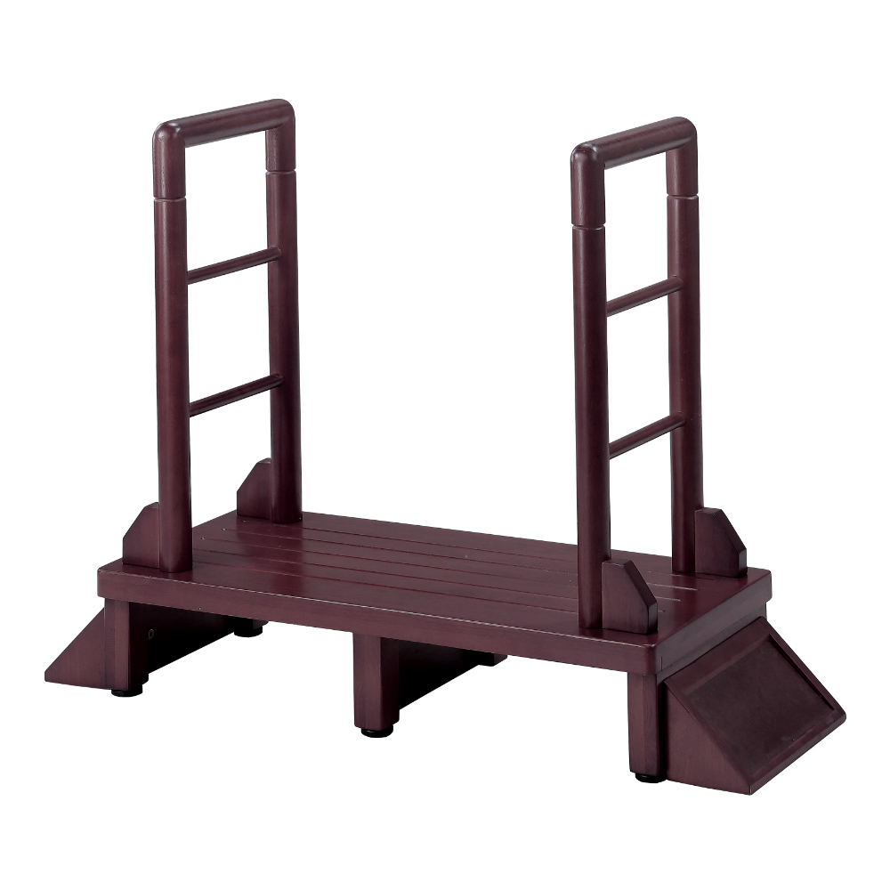 木製両手すり付き玄関台　80cm ダークブラウン　未開封 玄関 踏み台 玄関踏み台 手すり付き踏み台 幅80cm 両手すり付き 玄関台