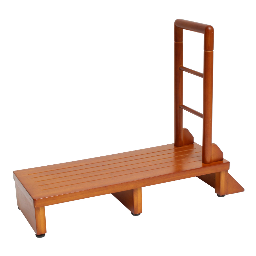 手すり付き踏み台 90cm 手すり付き 玄関台 天然木 安定性抜群 転倒防止