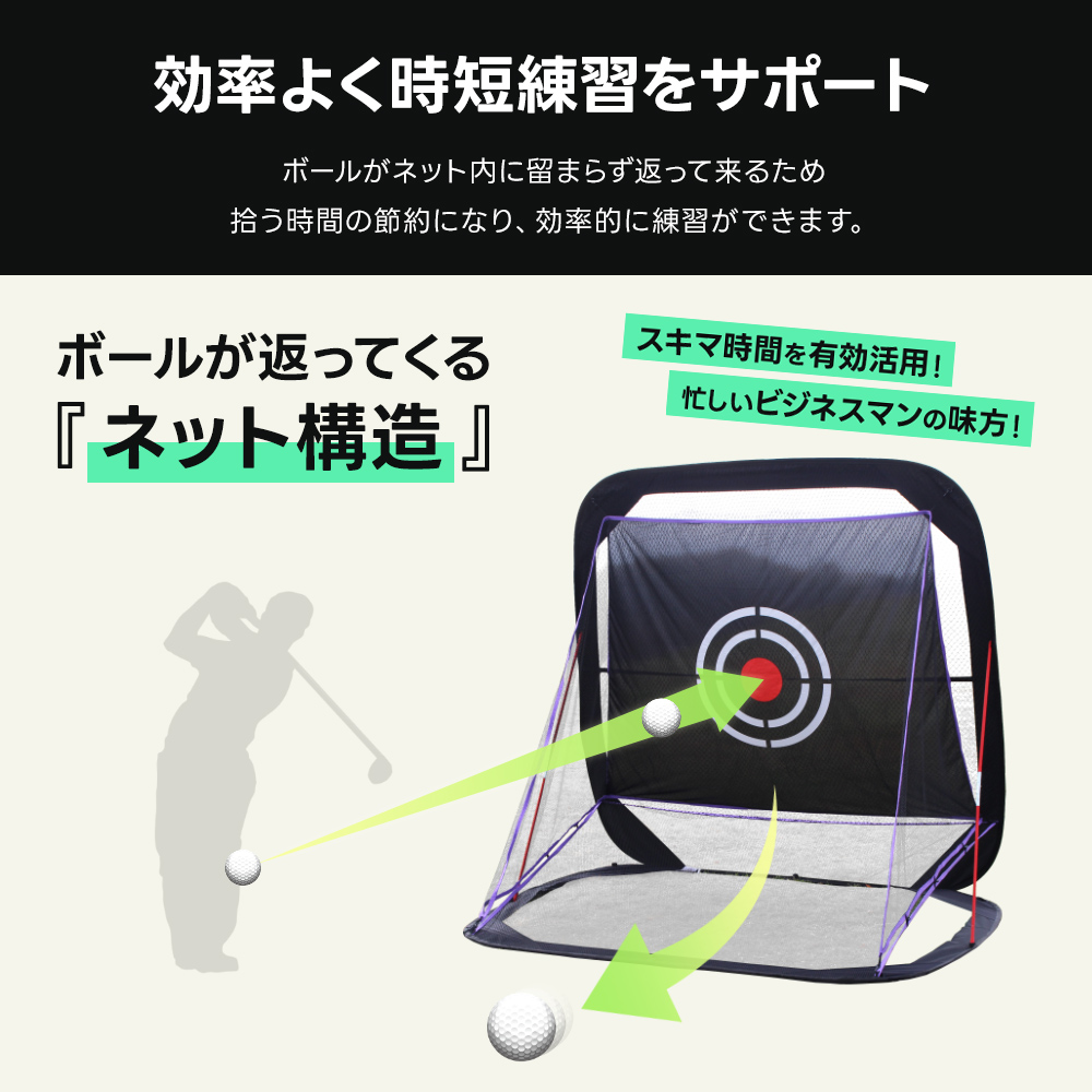 ゴルフネット 練習ネット 自動返球 コンパクト 省スペース プレゼント サイドネット 2.3m 室内 屋外 収納袋 グリーンネット ゴルフ アウトドア_6
