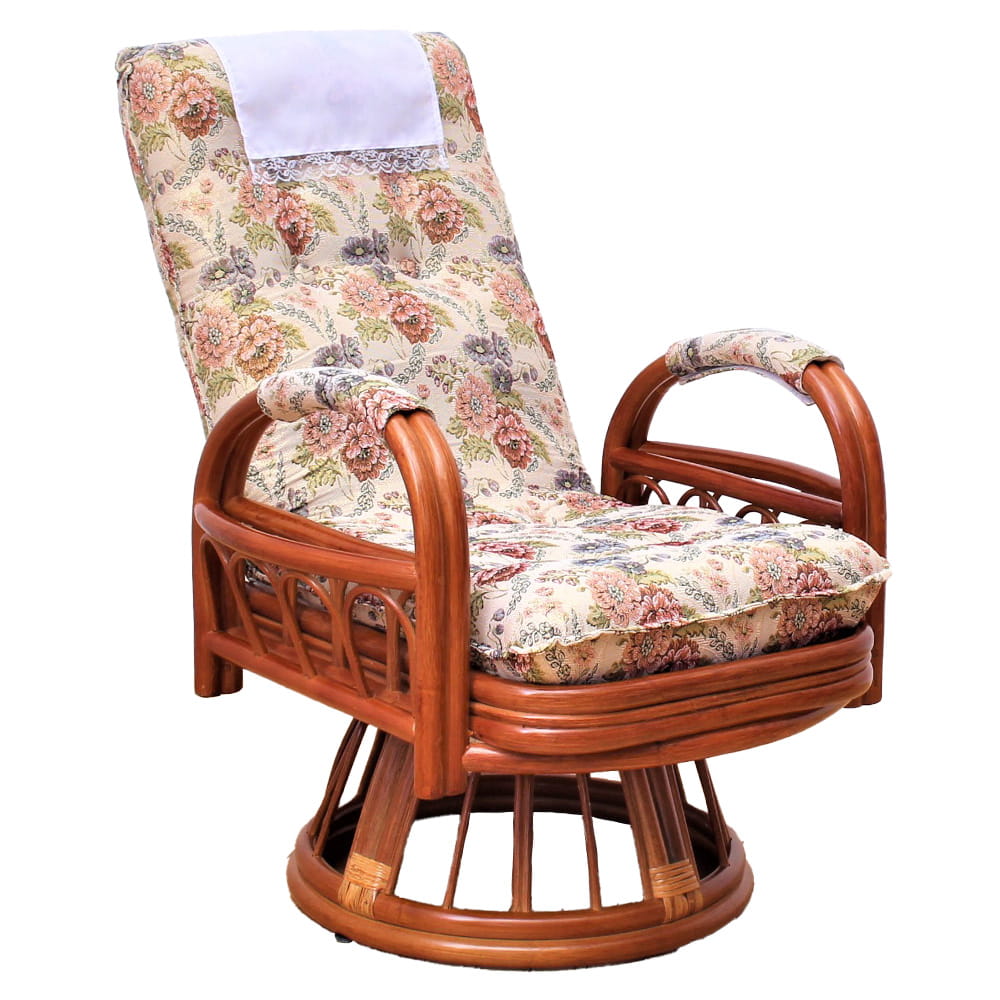 チェア リクライニング 回転 座椅子 高座椅子 籐 ラタン 肘掛け