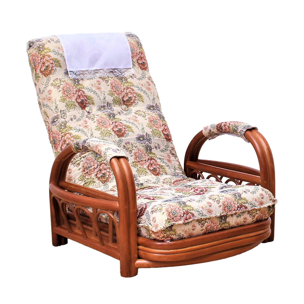 チェア リクライニング 回転 座椅子 高座椅子 籐 ラタン 肘掛け