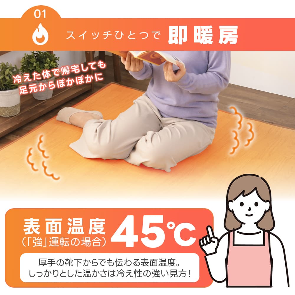 TEKNOS（テクノス） 電気カーペット ホットカーペット 3畳 防水 温度