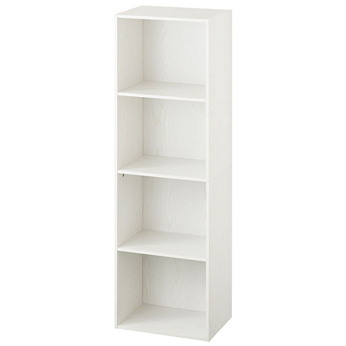ホワイト4段　木製　本棚 ぼん家具 【完成品】本棚 ファイルラック A4 書棚 収納 オープン