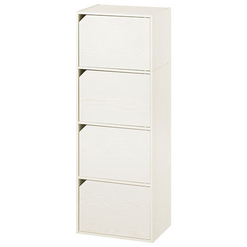 ぼん家具 【完成品】 カラーボックス 4段 扉付き 木製 収納棚 リビング