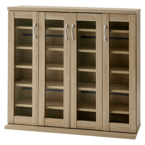 ぼん家具 【完成品設置付き】本棚 収納棚 コミックラック 扉付き cd