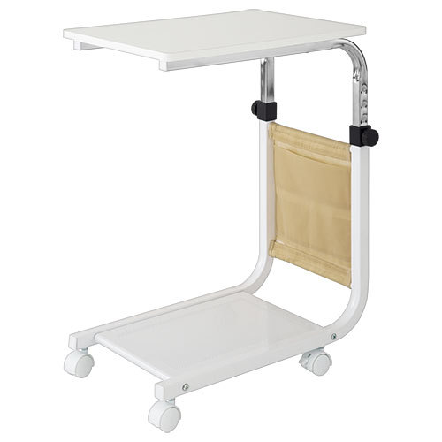 サイドテーブル 昇降 移動式 ナイトテーブル キャスター付き 収納ポケット 昇降テーブル 棚付き ベッドテーブル 介護 ベッドサイドテーブル 高さ調整