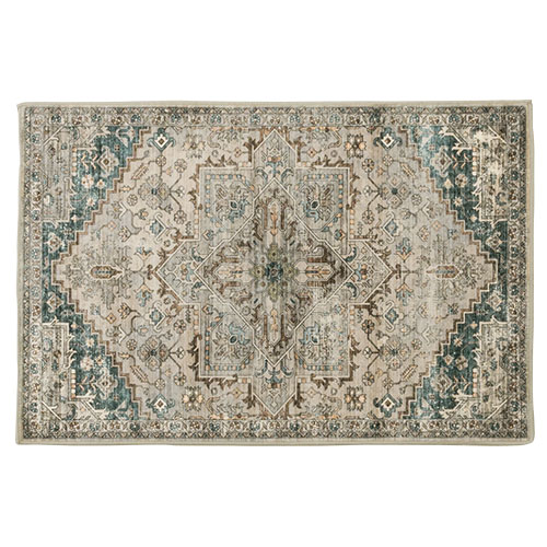 ぼん家具 玄関マット 幾何学 オリエンタル柄 プリント 玄関ラグ