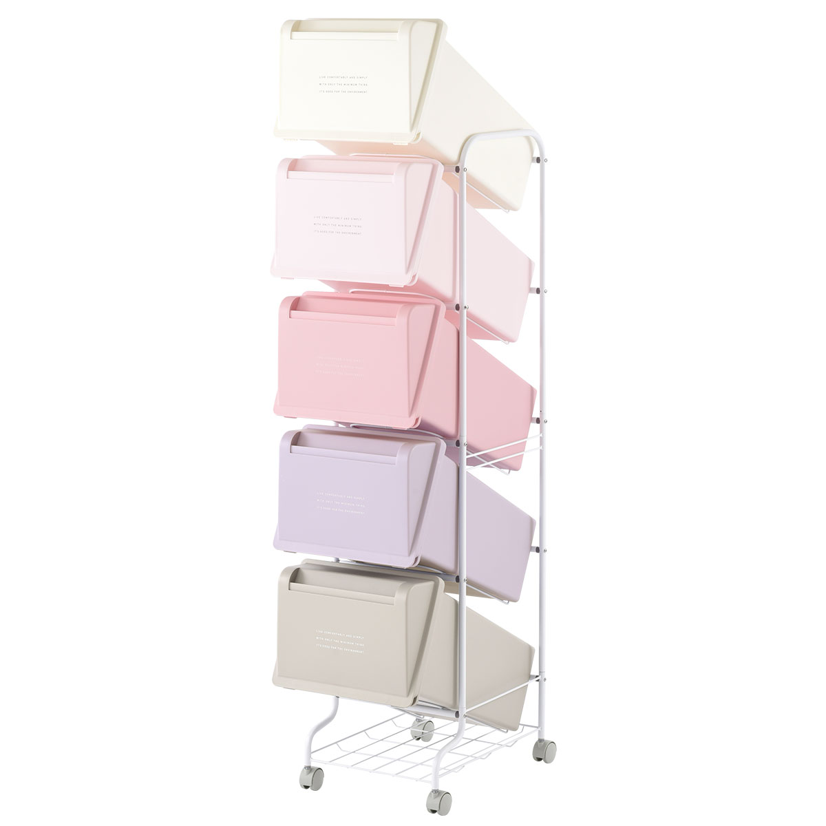 中古　ゴミ箱 分別 縦型 21L×5段 キャスター付きコンテナスタイル5 ダストボックス 5分別 ペールワゴン RISU（リス） ゴミ箱 分別 縦型 21L×5段 キャスター付きコンテナ