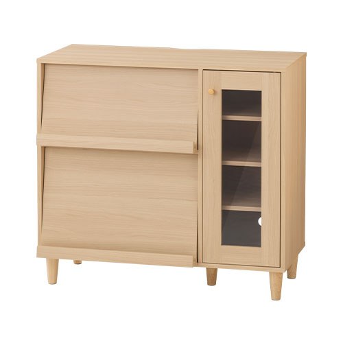 ぼん家具 キャビネット ガラス扉 リビングボード テレビ台 フラップ扉