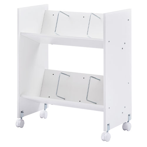 ぼん家具 【完成品】 ファイルワゴン 斜め キャスター付き 2段 木製