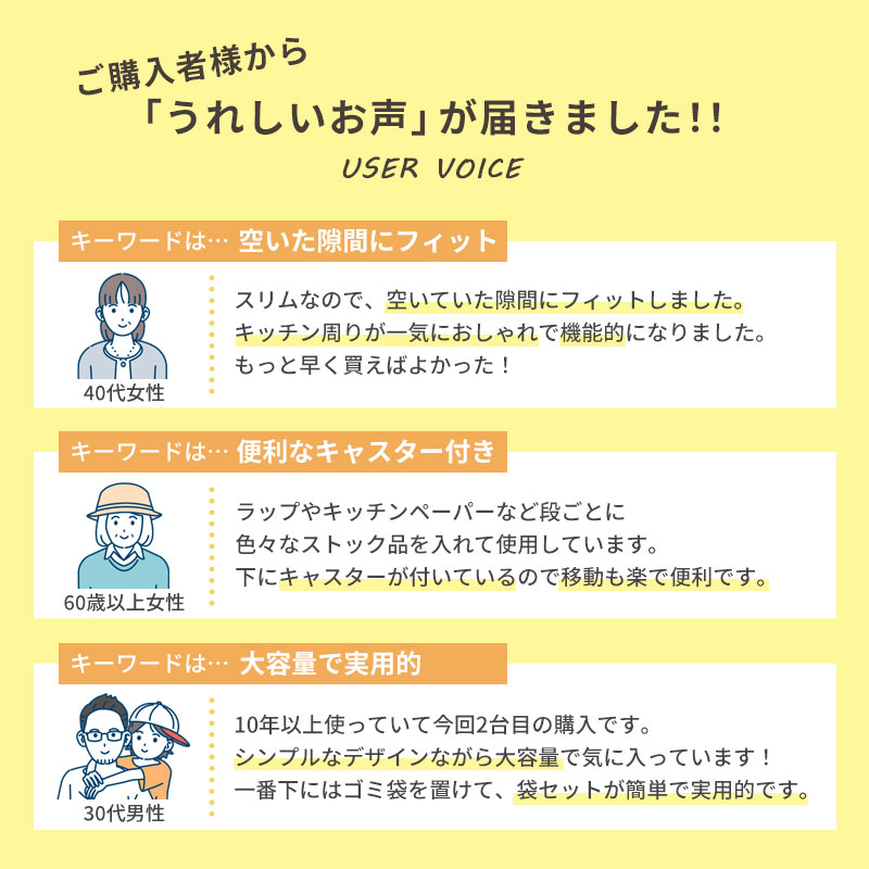 ゴミ箱 キッチン用ゴミ箱 分別 ダストボックス おしゃれ 分別ダストワゴン フタ付き 3段 スリム キャスター付き 縦型 ごみ箱 63L 各21L_3