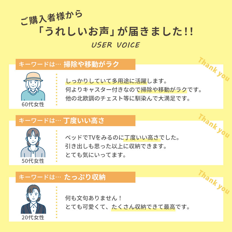 キャビネット キャスター チェスト 木製 おしゃれ サイドボード テレビ台 収納 棚 扉付き 押入れ収納 引き出し 3段 収納ラック 衣類 茶色 白 北欧 関連画像2