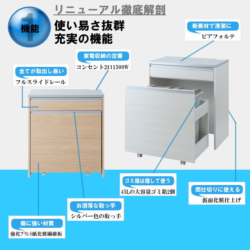 送料無料（一部地域を除く）0012ir 【 45L ダストボックス2分別ワゴン