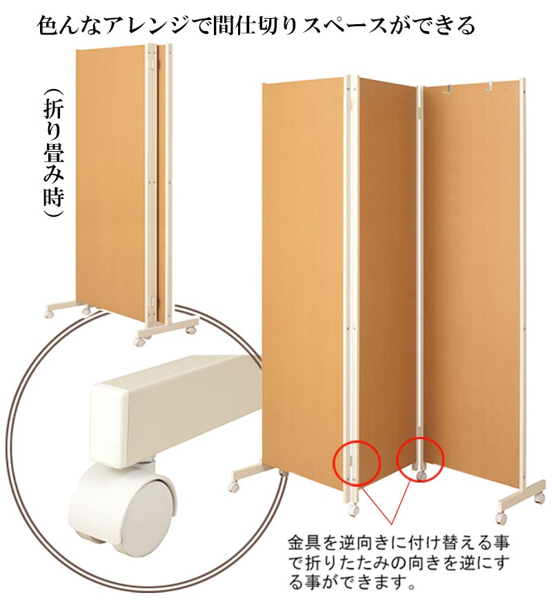 送料無料（一部地域を除く）0060njbr キャスター付きパーテーション3連