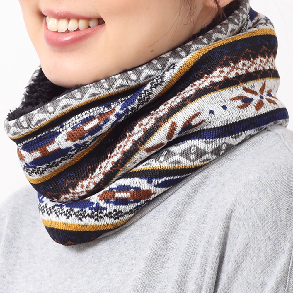 ネックウォーマー レディース メンズ ノルディック柄 雪 防寒 暖かい