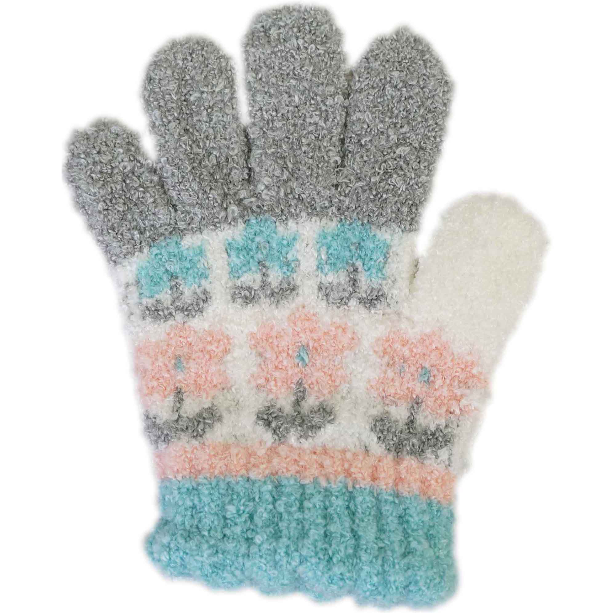 花柄 のびのび手袋 マシュマロニット トドラー キッズ 子供 のびのび