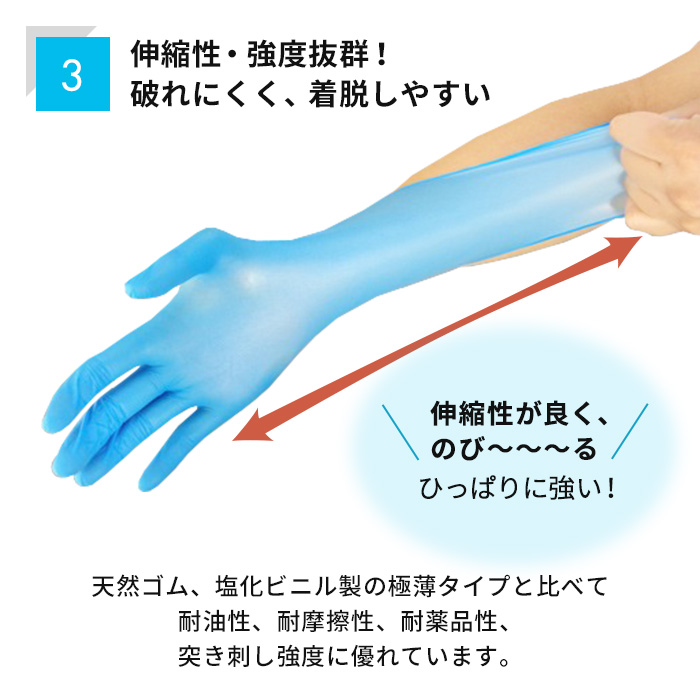 [在庫あり] 衛生用 ニトリル手袋 使い捨てゴム手袋 Mサイズ 青 粉なし