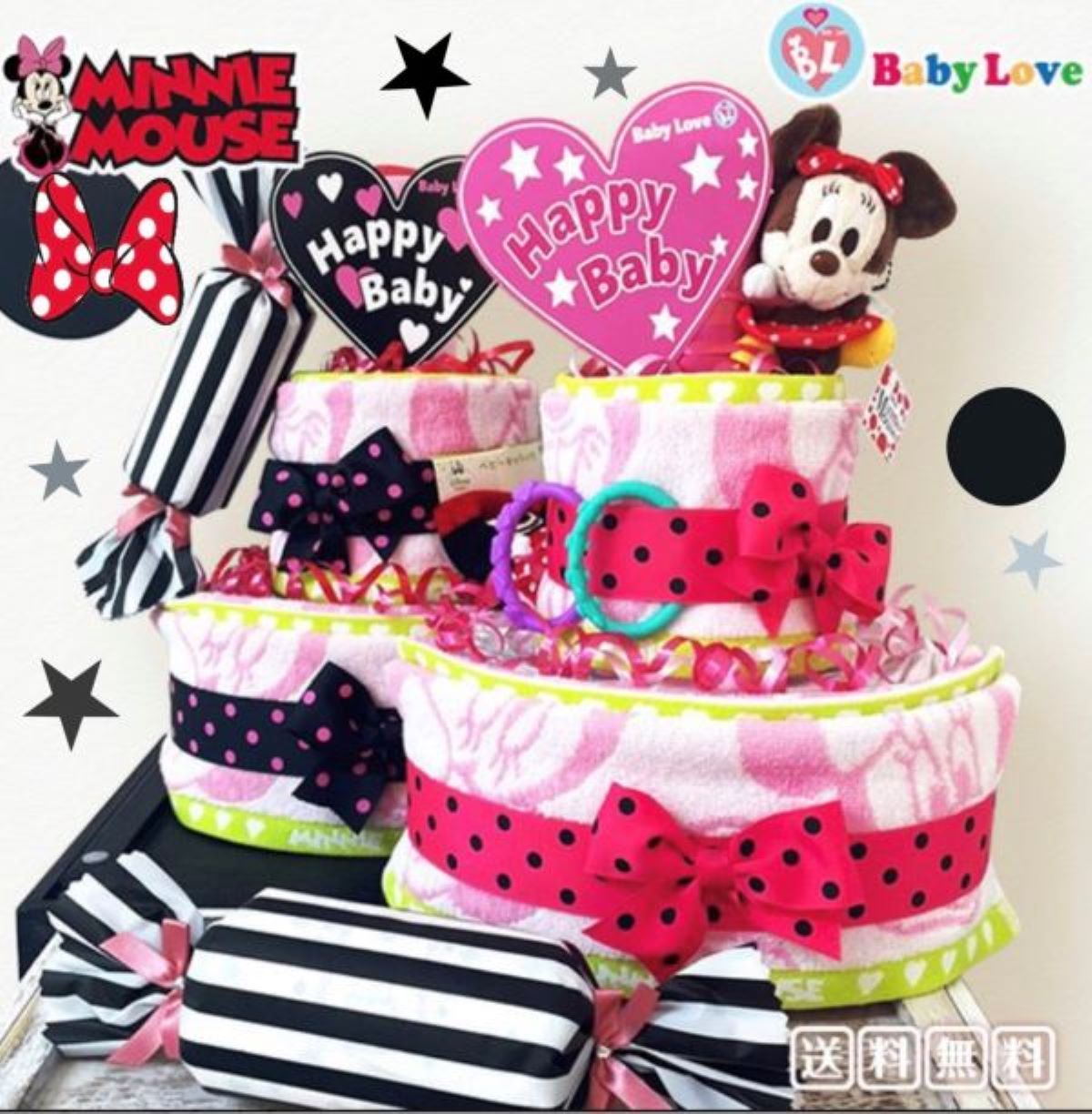 おむつケーキ ミニーちゃん ディズニー出産祝い 女の子 : minnie2