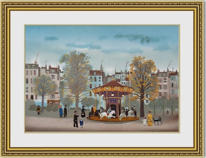 絵購入 ミッシェルドラクロワ Carousel 額縁付き : 絵画販売のアート