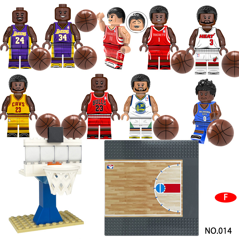 クリスマスプレゼント バスケットボール NBA レゴ 互換 コービー ミニフィグ ミニフィギュア 9体セット￥バスケットコート付き キャラクター  ブロック