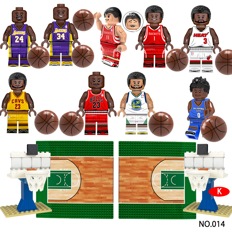 クリスマスプレゼント バスケットボール NBA レゴ 互換 コービー ミニフィグ ミニフィギュア 9体セット￥バスケットコート付き キャラクター  ブロック