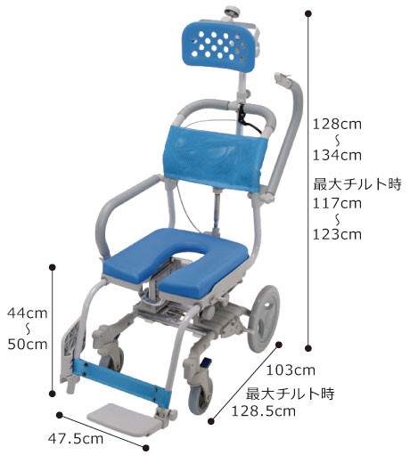 シャワーキャリー お風呂・入浴用車椅子 ウチエ 楽チル ヘッドレストD