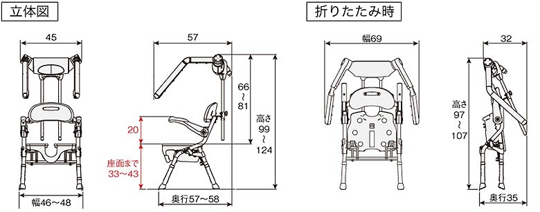 安寿 温浴シャワーベンチHPフィット 工事不要温浴シャワーシステムのサイズ