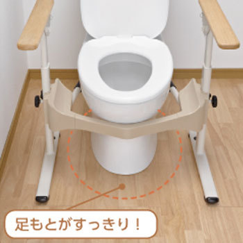 安寿 洋式トイレ用フレームS-はねあげR-2 （スチール）プラスチックひじ掛けの説明
